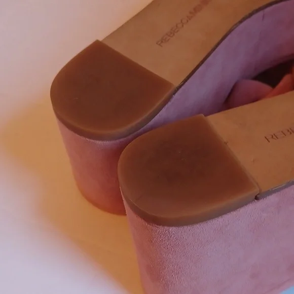 Rebecca Minkoff Imani Pink Braided Genuine Suede Platform Slide Sandals sz 7.5 - Picture 9 of 11